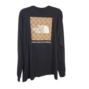 The North Face Long Sleeve Box Nse Tee in Black & Monogram - Size XXL